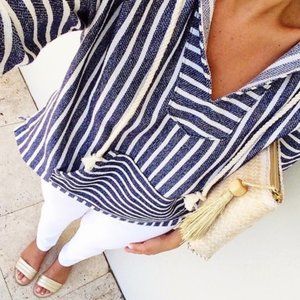 J.Crew Baja Striped Hoodie M